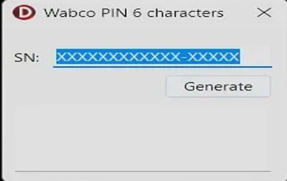 Wabco 6 Characters PIN Codes Generator Unlock
